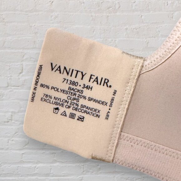 NWT VANITY FAIR 71380 Beauty Back Smoother Full Figure Wireless Bra Damask 34H - Picture 3 of 3